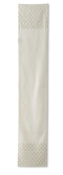 70.5" Cream Scalloped Embroidery w/Pearl Beads Table Runner