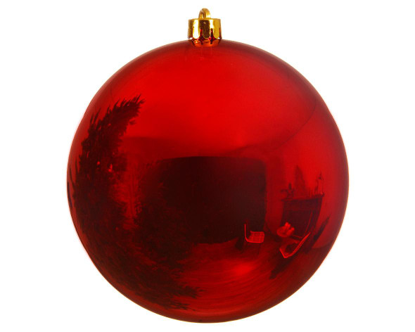 Large Round Ornament Shiny Christmas Red Shatterproof 5.5" 