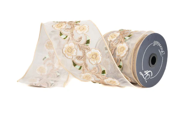 Ivory Vine Ribbon 4"X5yd