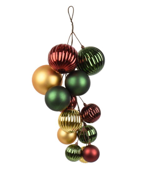 Red,Green, and Gold Shiny and Matte Clustered Baubles