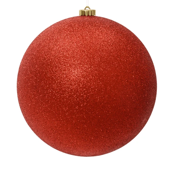 Christmas Red Glittered Bauble 7.5" Diameter 