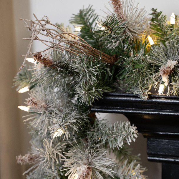 Frosted Virginia Wreath and Garland 
