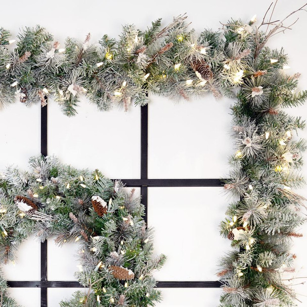 Frosted Virginia Wreath and Garland 