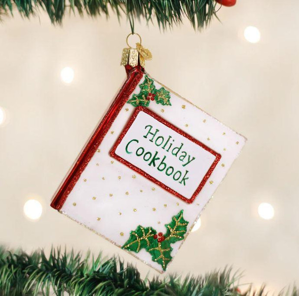 Old World Holiday Cookbook Glass Christmas Ornament 