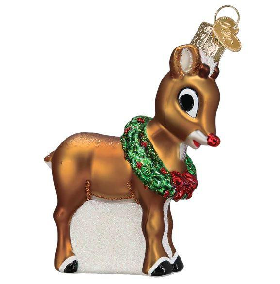 Old World Rudolph The Red-Nosed Reindeer Glass Christmas Ornament 