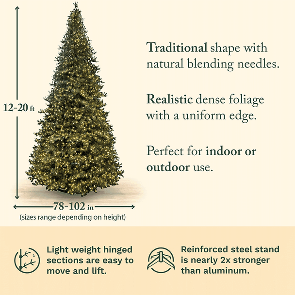 20' Slim Tower Tree - Clear LED 