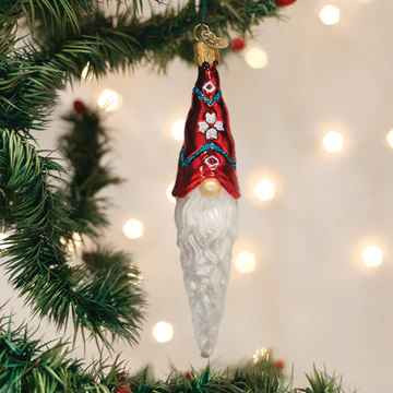 Old World Gnomecicle Glass Christmas Ornament 