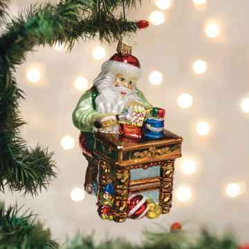 Old World Workshop Santa Glass Christmas Ornament 