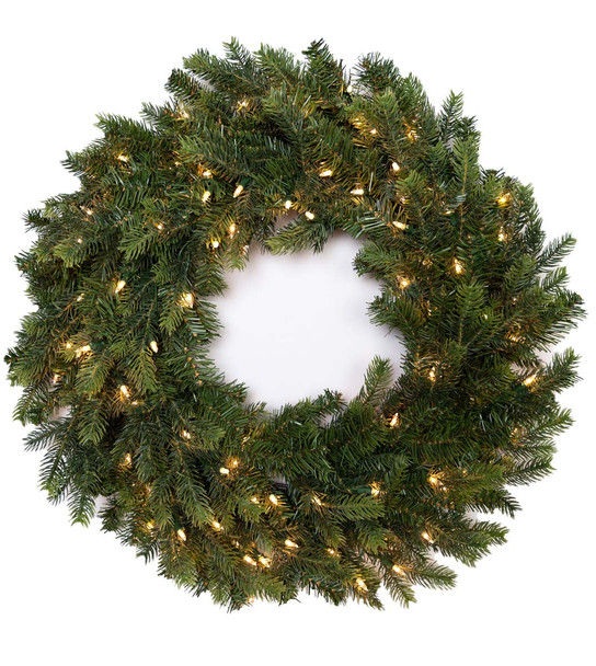 24" Victorian Fir Wreath - Clear LED 