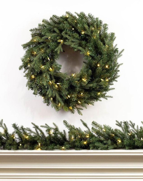 36" Cumberland Fir Wreath - Clear LED 