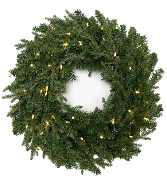 36" Cumberland Fir Wreath - Clear LED 