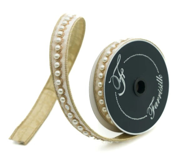 Pearl Borders Cream Ribbon 1"x5yd