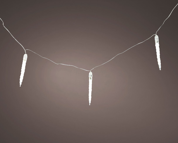 LED Cool White Icicle 8 Light Set 9.5 ft. with Transparent Wire