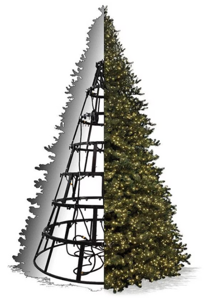 30' Tower Christmas Tree Complete Kit - Clear LED Lights