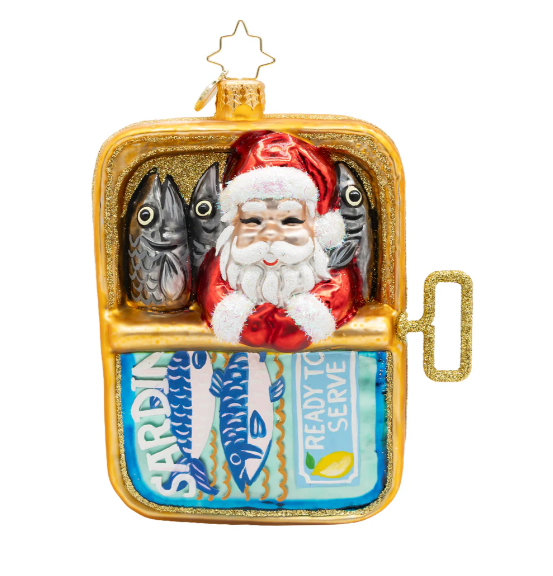Radko Holiday in a Tin Christmas Ornament