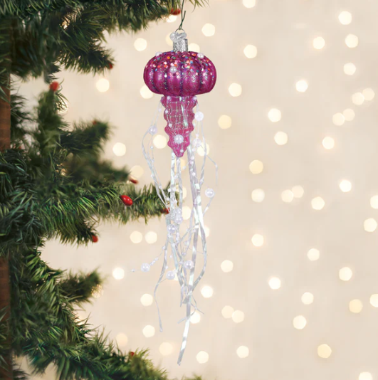 Old World Shimmering Jellyfish Glass Christmas Ornament