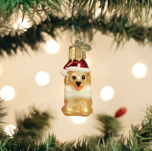 Old World Mini Jolly Pup Glass Christmas Ornament