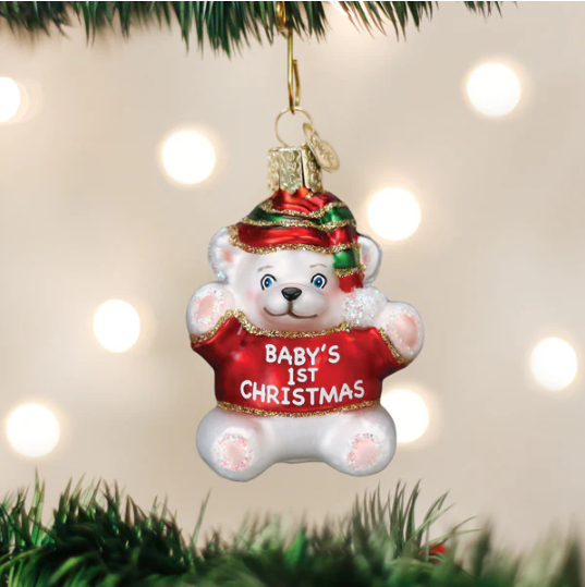 Old world Baby's 1st Glass Christmas Ornament