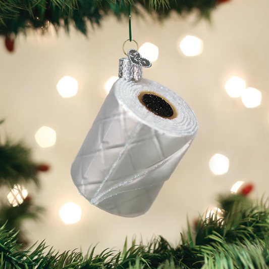 Old World Toilet Paper Glass Christmas Ornament