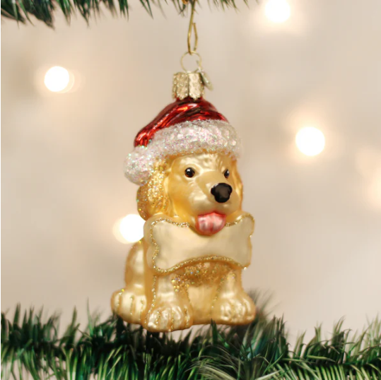 Old World Jolly Pup Glass Christmas Ornament