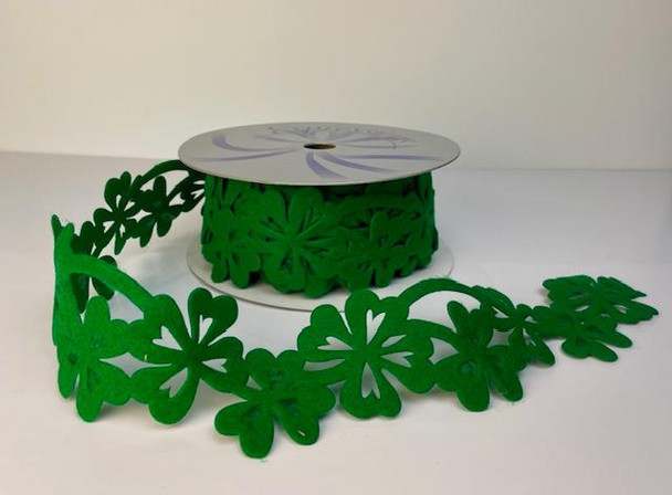 Felt Shamrock Cutout Ribbon 2.5" X 10yd 