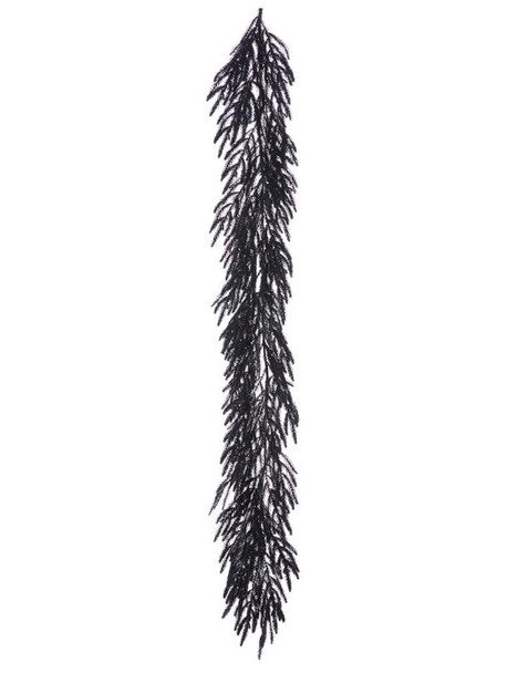 6' Black Flocked Willow Pine Garland