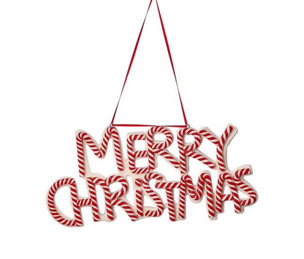 Merry Christmas RD/WH Ornament 8.5"