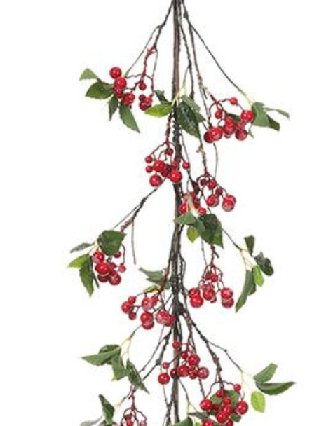 59" Snowed Red Berry Garland