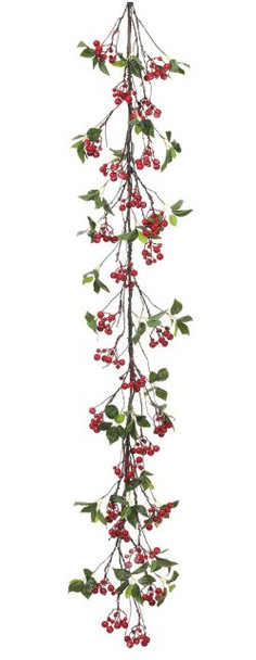 59" Snowed Red Berry Garland