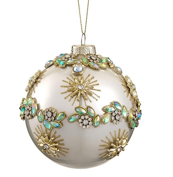 4" Gold Diamond & Jade Glass Ornament