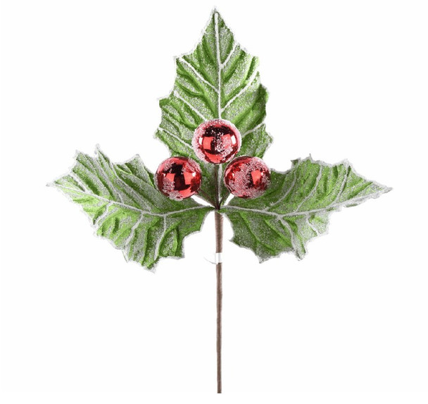 13" Frosted Holly Berry Pick