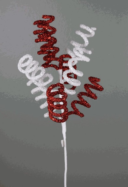 26" Red-White Glitter Swirl Spray