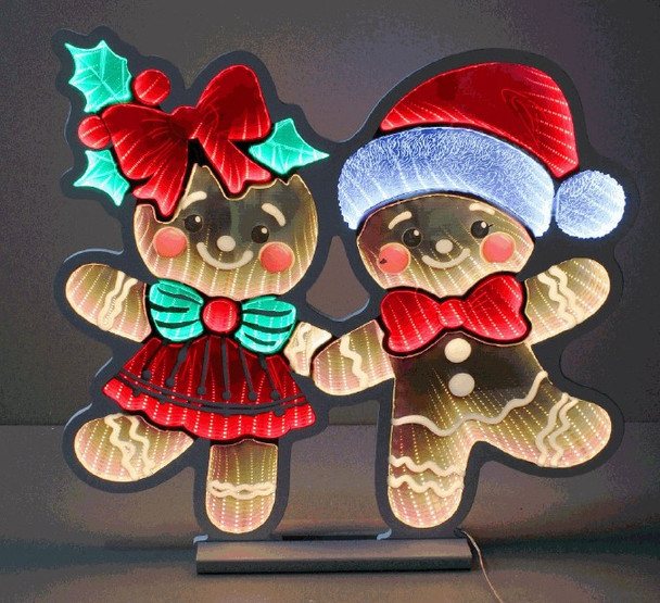 14.5" LED Infinity Gingerbread Couple