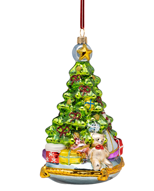 Huras Family Christmas Tree on Pillow European Blown Ornament