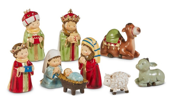 3.5" Bright Nativity Set of 9