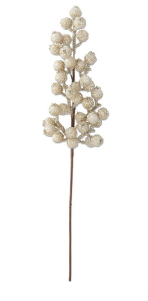 28" Champagne Glittered Berry Stem