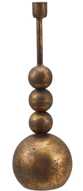 Metal Ball Taper Holder, Antique Gold Finish 11.75"H