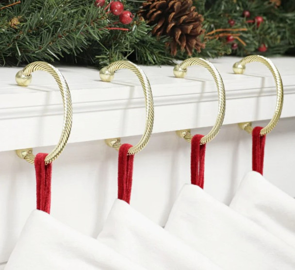 Gold Mantle Clip Stocking Holders, 4-Pack