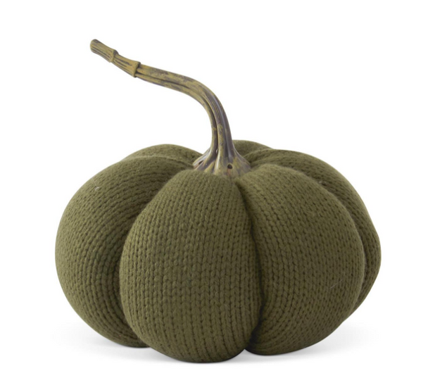Dark Green Knit Plush Pumpkin 6.25"