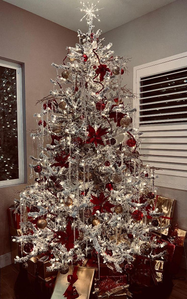 7.5' Flocked Lucerne Tree-ColorChange 3mm LED PowerPole