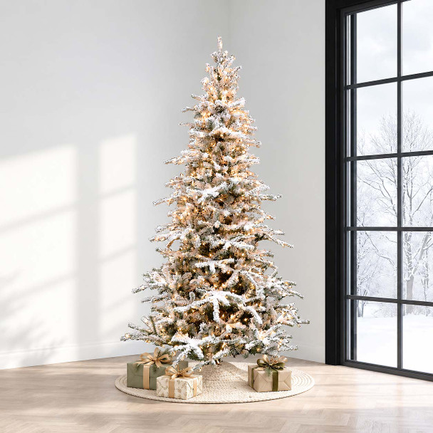 7.5' Flocked White Forest Tree-ColorChange 3mm LED PowerPole