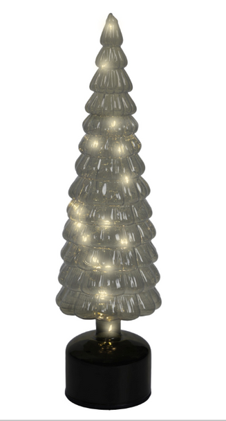 Micro LED Green Glass Rotating Tree with Warm White Lights Battery Operated dia3.94" x H.13.39"