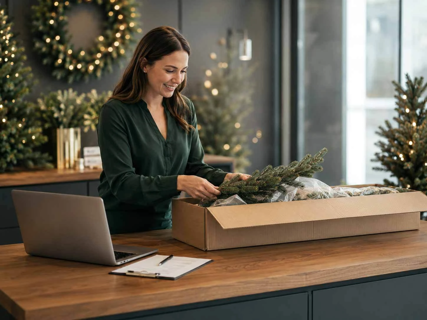 Treetime quality control inspecting a returned holiday product