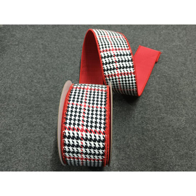Red White and Black Houndstooth Ribbon | Treetime