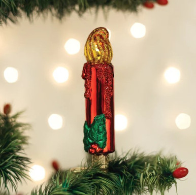 Old World Red Clip-On Candle Glass Christmas Ornament - Treetime