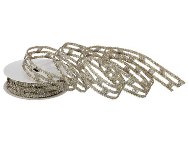 Glitter Chain Link Champagne Ribbon 1.5
