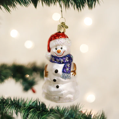 Old World Happy Snowman Glass Christmas Ornament - Treetime