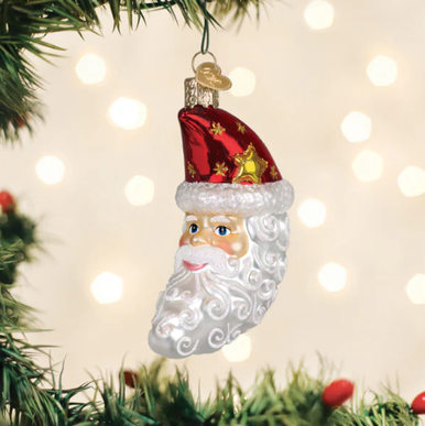 Old World Santa Moon Face Glass Christmas Ornament - Treetime