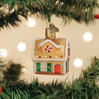 Old World Mini Gingerbread House Glass Christmas Ornament - Treetime