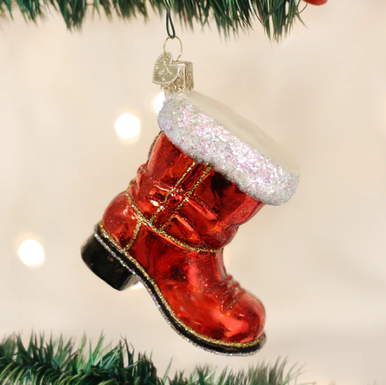Old World Santa's Boot Glass Christmas Ornament - Treetime